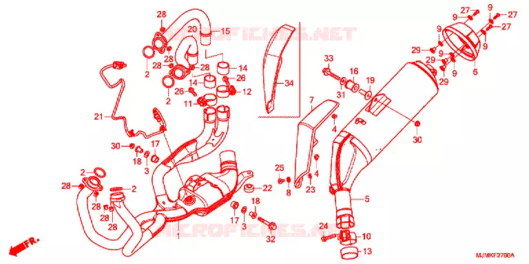 SILENCIEUX D'ECHAPPEMENT Honda MOTO 800 CROSSRUNNER 2017  VFR800XH_J