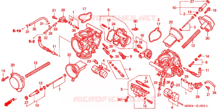 CARBURATEUR (PIECES CONSTITUTIVES) Honda MOTO 1000 VTR 2002  VTR1000F2