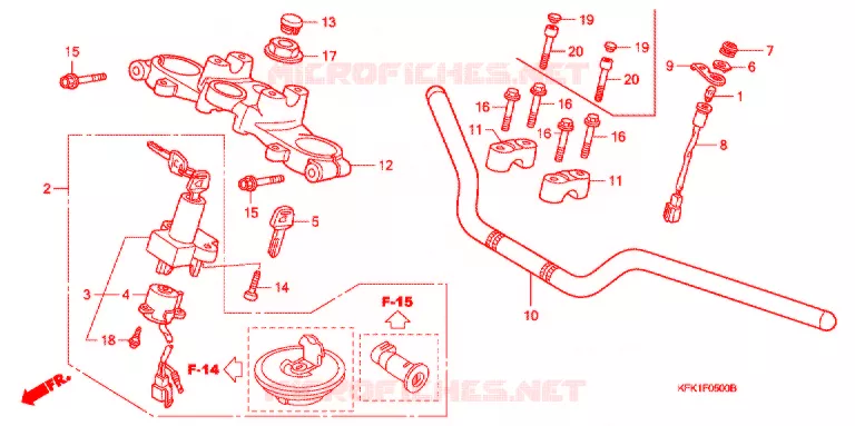 GUIDON - TE DE FOURCHE Honda MOTO 250 VTR 2008  VTR2507