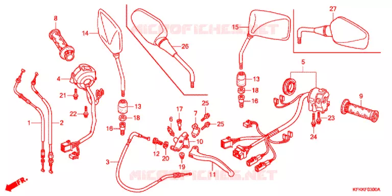 LEVIER DE GUIDON - CABLE - COMMODO (VTR250/L) Honda MOTO 250 VTR 2010  VTR250B