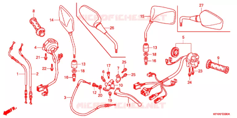 LEVIER DE GUIDON - CABLE - COMMODO (VTR250/L) Honda MOTO 250 VTR 2015  VTR250F