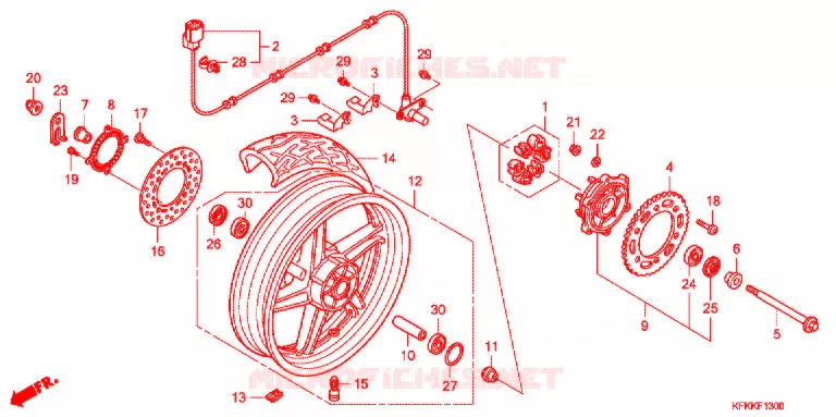 ROUE ARRIERE Honda MOTO 250 VTR 2015  VTR250F
