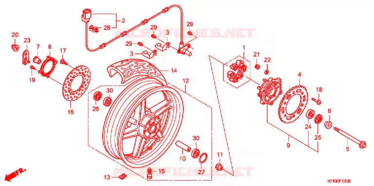 ROUE ARRIERE Honda MOTO 250 VTR 2013  VTR250FD