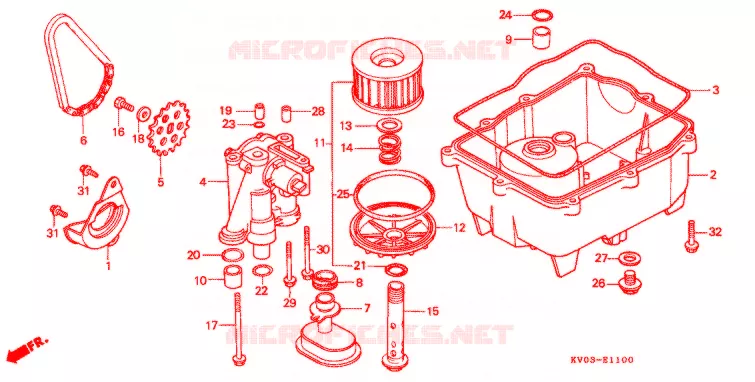 FILTRE A HUILE - POMPE A HUILE Honda MOTO 250 VTR 1990  VTR250L