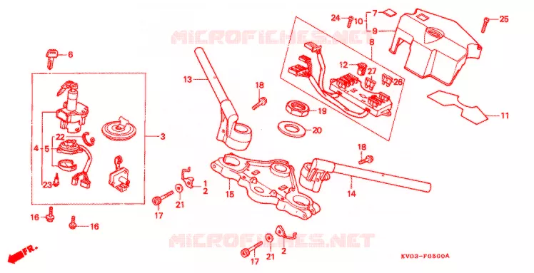 GUIDON - TE DE FOURCHE Honda MOTO 250 VTR 1990  VTR250L