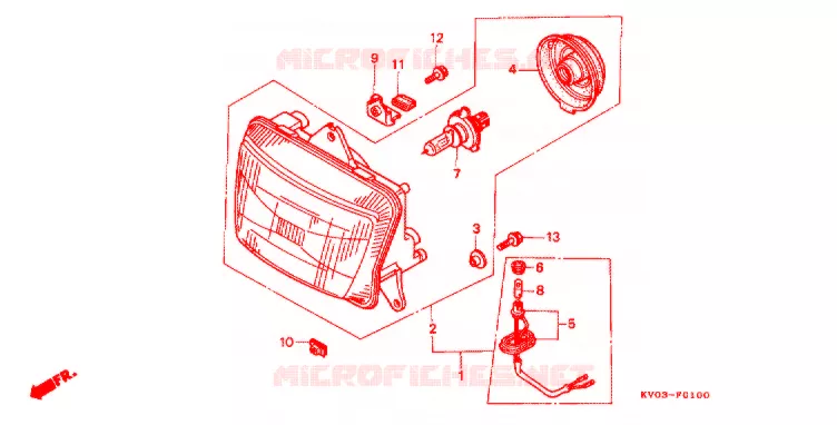 PHARE Honda MOTO 250 VTR 1990  VTR250L