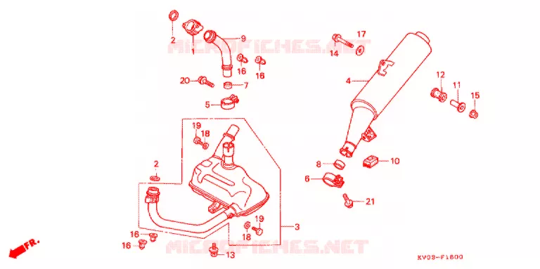 SILENCIEUX D'ECHAPPEMENT Honda MOTO 250 VTR 1990  VTR250L