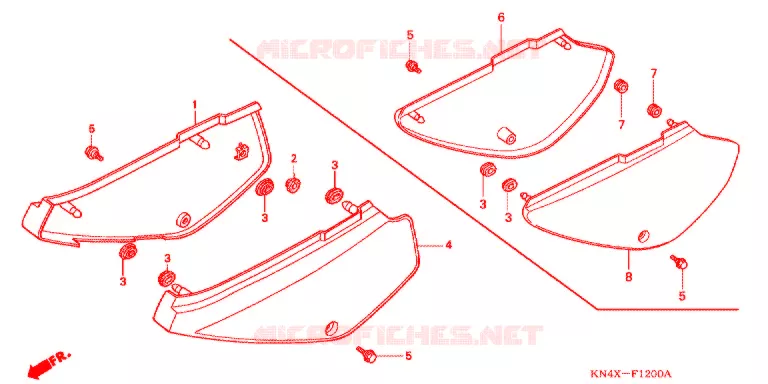 COUVERCLES LATERAUX Honda MOTO 100 XR 2001  XR100R1