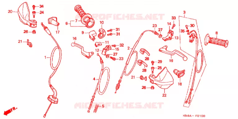 LEVIER DE GUIDON - CABLE Honda MOTO 100 XR 2002  XR100R2