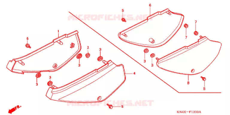 COUVERCLES LATERAUX Honda MOTO 100 XR 2002  XR100R2