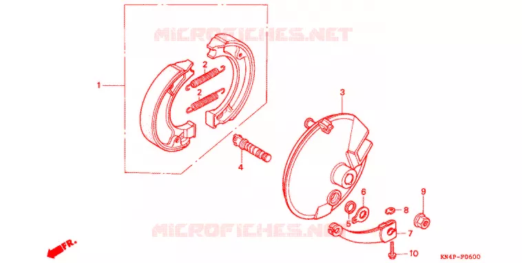 FLASQUE - MACHOIRES DE FREIN AVANT Honda MOTO 100 XR 2000  XR100RY