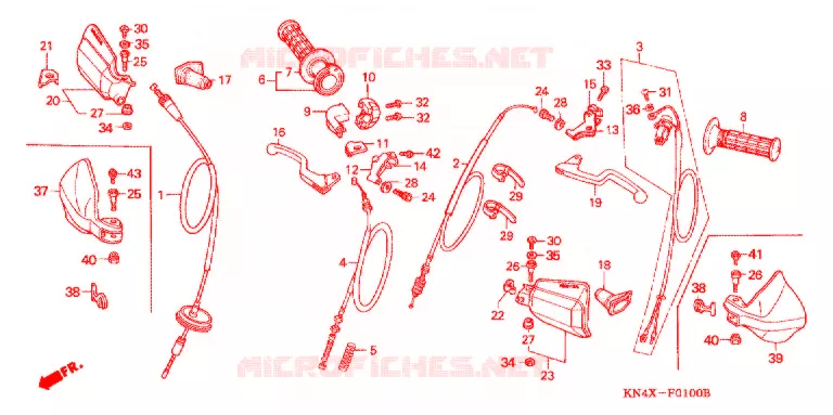 LEVIER DE GUIDON - CABLE - COMMODO Honda MOTO 100 XR 2000  XR100RY