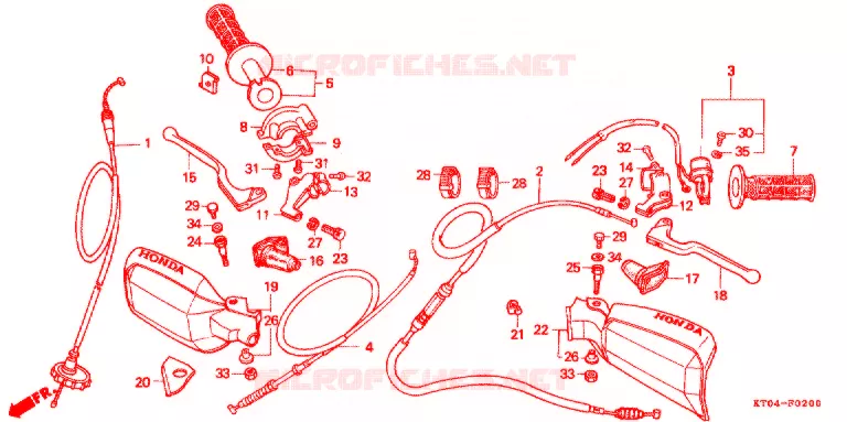 LEVIER DE GUIDON - CABLE Honda MOTO 200 XR 2002  XR200R2