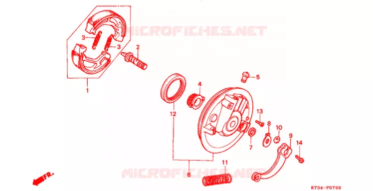 FLASQUE - MACHOIRES DE FREIN AVANT Honda MOTO 200 XR 2000  XR200RY