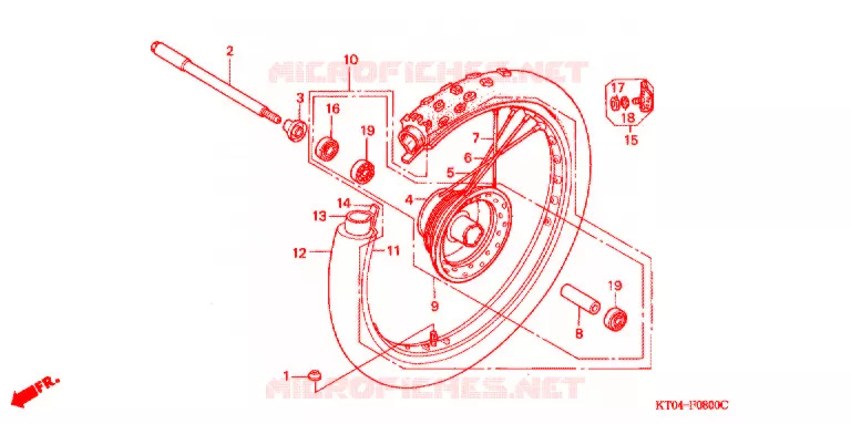 ROUE AVANT Honda MOTO 200 XR 2000  XR200RY