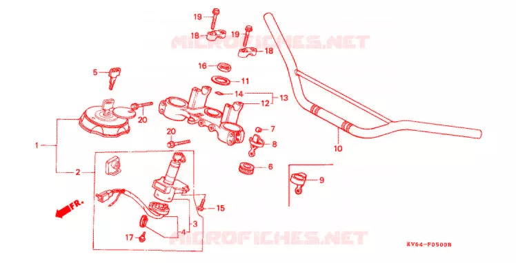 GUIDON Honda MOTO 250 XR 1993  XR250LP