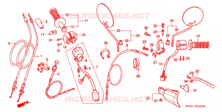 COMMODOS - POIGNEES Honda MOTO 250 XR 1994  XR250LR