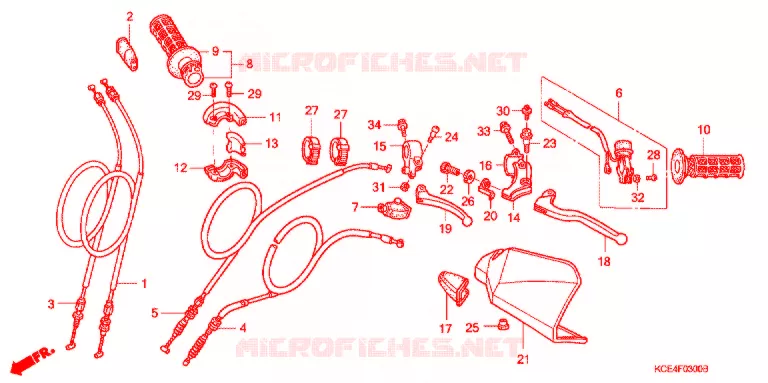 LEVIER DE GUIDON - CABLE Honda MOTO 250 XR 2000  XR250RY