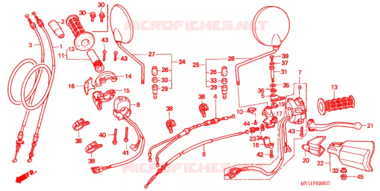 LEVIER DE GUIDON - CABLE - COMMODO Honda MOTO 750 AFRICA-TWIN 1994  XRV750R