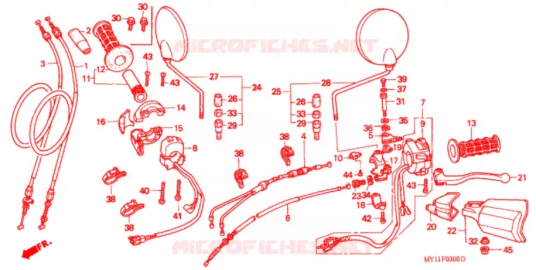 LEVIER DE GUIDON - CABLE - COMMODO Honda MOTO 750 AFRICA-TWIN 1995  XRV750S