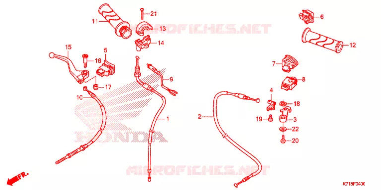 LEVIER DE GUIDON - CABLE - COMMODO Honda MOTO 110 WAVE 2018  AFS110MDJ