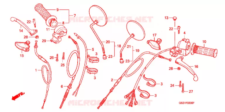 LEVIER DE GUIDON - CABLE - COMMODO Honda MOTO 50 JAZZ 1991  CA50J