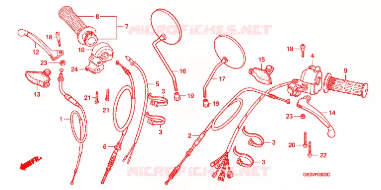 LEVIER DE GUIDON - CABLE - COMMODO Honda MOTO 50 JAZZ 1997  CA50V