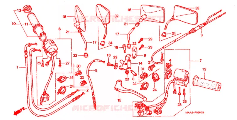COMMODOS - POIGNEES Honda MOTO 1100 SHADOW 1999  VT1100CX