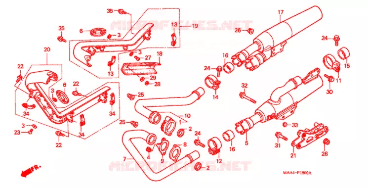 SILENCIEUX D'ECHAPPEMENT Honda MOTO 1100 SHADOW 2000  VT1100CY