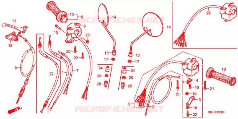 LEVIER DE GUIDON - CABLE - COMMODO Honda SCOOTER 50 C50 2004  C50BND2_J