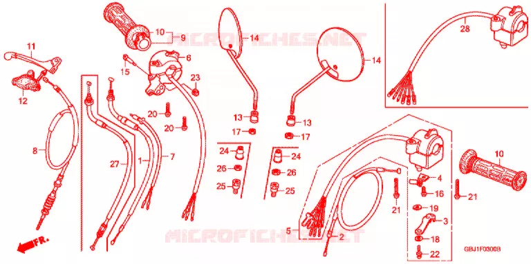 LEVIER DE GUIDON - CABLE - COMMODO Honda SCOOTER 50 C50 2008  C50BND8_J