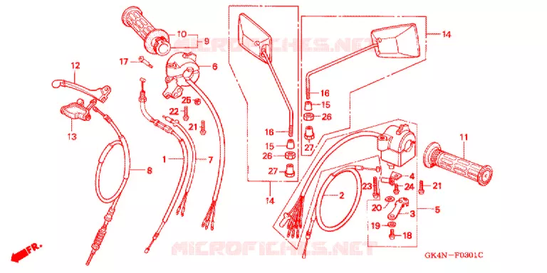 LEVIER DE GUIDON - CABLE - COMMODO (C50CM2) Honda MOTO 125 CG 2009  CG125KS9