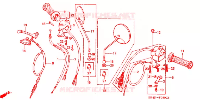 LEVIER DE GUIDON - CABLE - COMMODO (C50B1/D1/ST1/S1) Honda SCOOTER 50 C50 2004  C50ST2_J