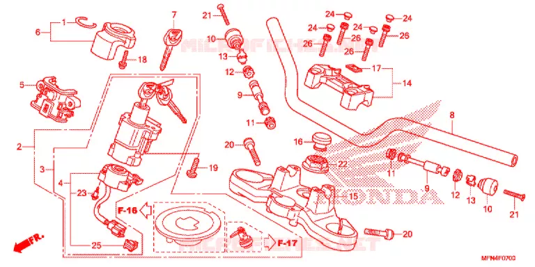 GUIDON - TE DE FOURCHE Honda MOTO 1000 CB 2012  CB1000RC