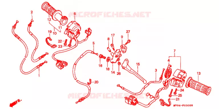 COMMODOS - POIGNEES Honda MOTO 600 CBR 1991  CBR600F2M