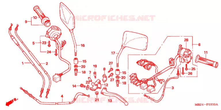 LEVIER DE GUIDON - CABLE - COMMODO Honda MOTO 600 CB 2006  CB600F6_A