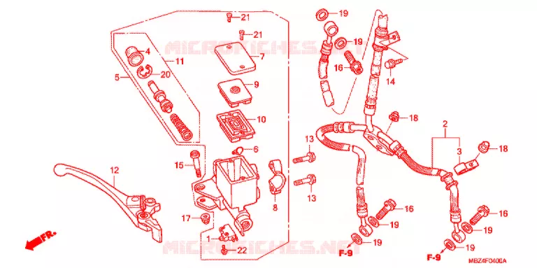 MAITRE CYLINDRE DE FREIN AVANT (CB600F6) Honda MOTO 600 HORNET 2006  CB600F6_A