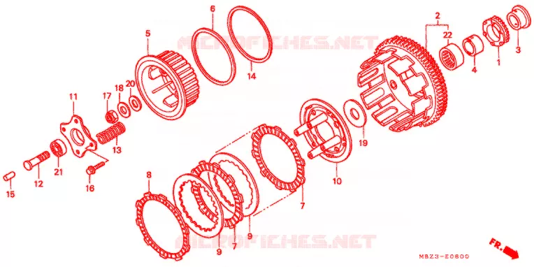 EMBRAYAGE Honda MOTO 600 HORNET 1998  CB600FW