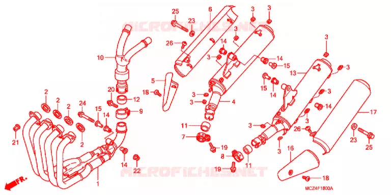 SILENCIEUX D'ECHAPPEMENT Honda MOTO 900 HORNET 2006  CB900F6_A