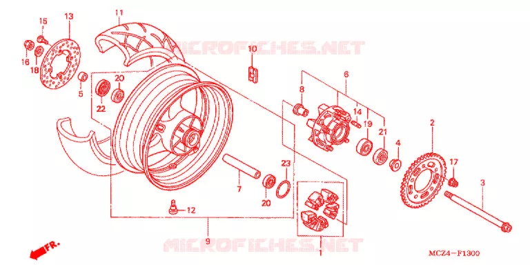 ROUE ARRIERE Honda MOTO 900 HORNET 2006  CB900F6_A