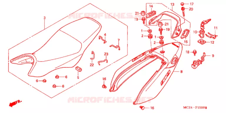SELLE - CARENAGE ARRIERE Honda MOTO 900 HORNET 2006  CB900F6_A