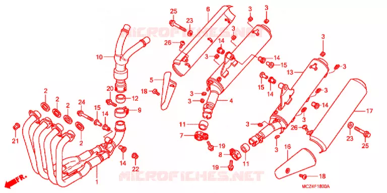 SILENCIEUX D'ECHAPPEMENT Honda MOTO 900 HORNET 2006  CB900F6_A