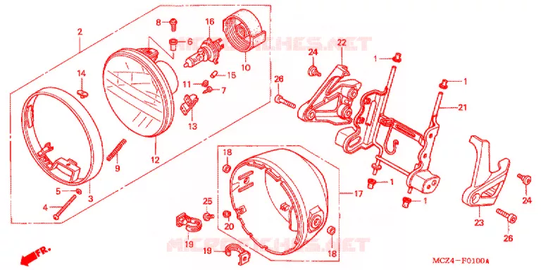 PHARE Honda MOTO 900 HORNET 2006  CB900F6_A