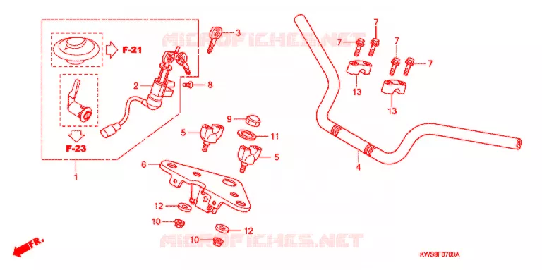 GUIDON - TE DE FOURCHE Honda MOTO 110 CB 2014  CBF110ME