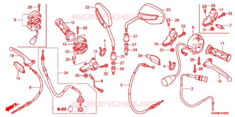 LEVIER DE GUIDON - CABLE - COMMODO Honda MOTO 110 CB 2014  CBF110ME
