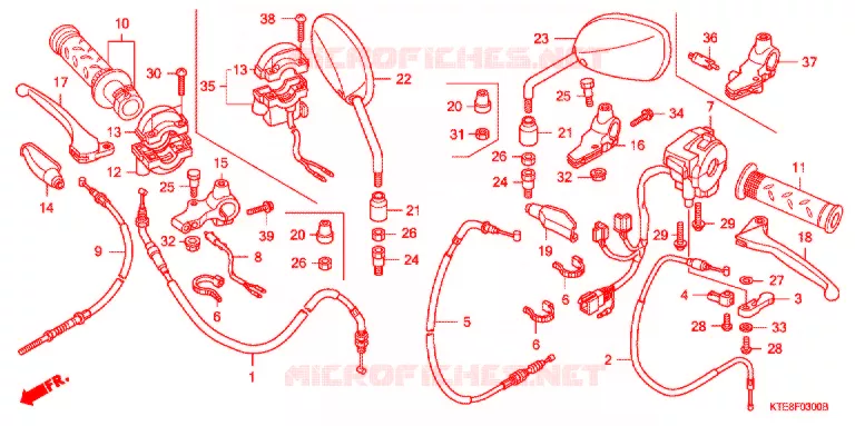 LEVIER DE GUIDON - CABLE - COMMODO (1) Honda MOTO 125 CBF 2008  CBF1256
