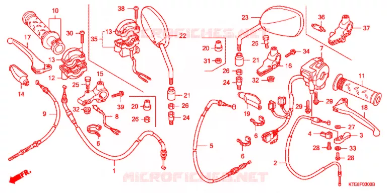 LEVIER DE GUIDON - CABLE - COMMODO (1) Honda MOTO 125 CBF 2008  CBF125M7