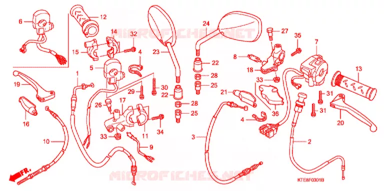 LEVIER DE GUIDON - CABLE - COMMODO (2) Honda MOTO 125 CBF 2010  CBF125MA