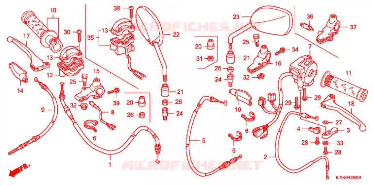 LEVIER DE GUIDON - CABLE - COMMODO (1) Honda MOTO 125 CBF 2010  CBF125MCA