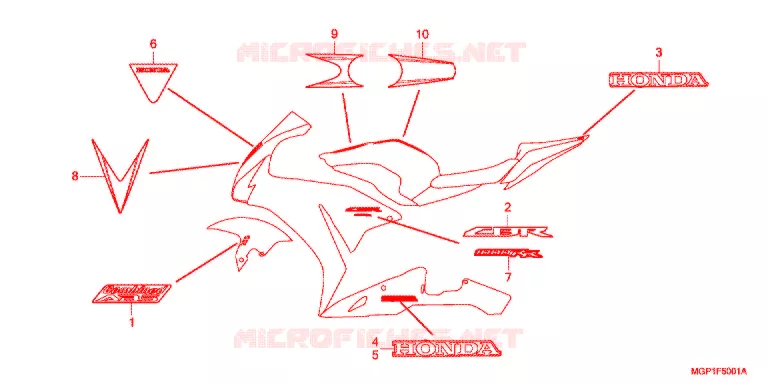 AUTOCOLLANTS (CBR1000RRD/RAD-J/RRE/RAE-J,3J) Honda MOTO 1000 CBR 2014  CBR1000RRE